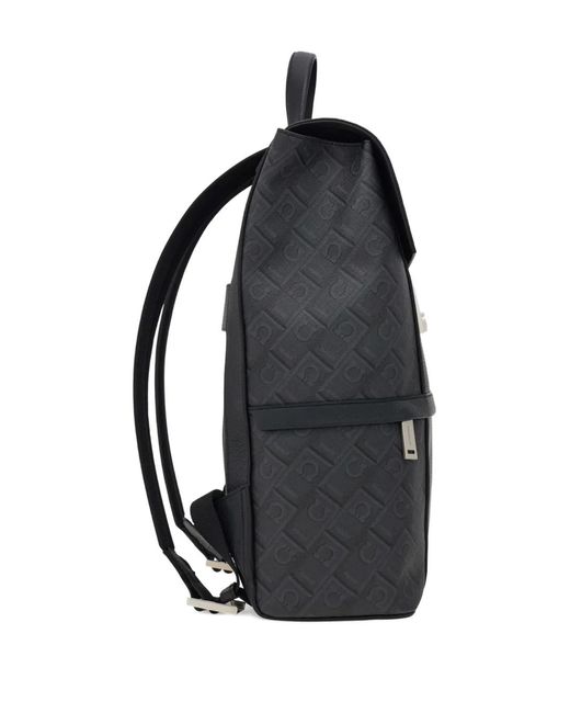 Ferragamo Black Monogram-Jacquard Backpack for men