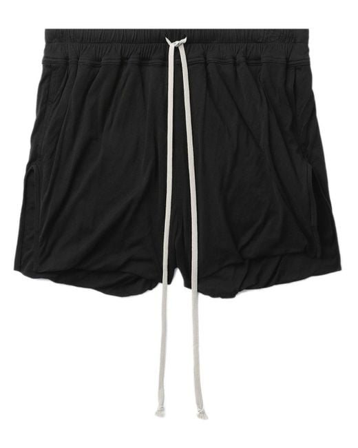 Rick Owens Black Side-slits Cotton Shorts