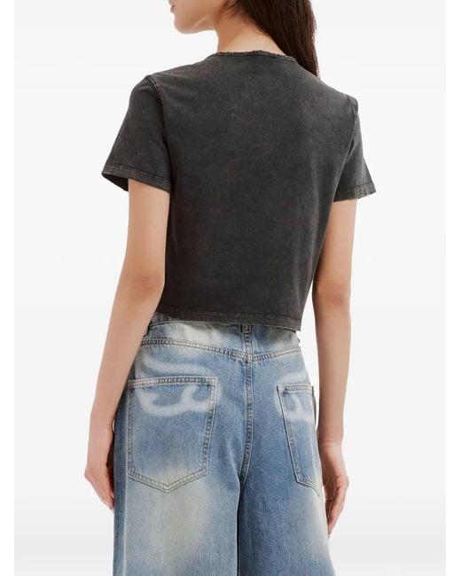 Mini Cream Black Stud-Embellished Heart-Ring Cotton T-Shirt