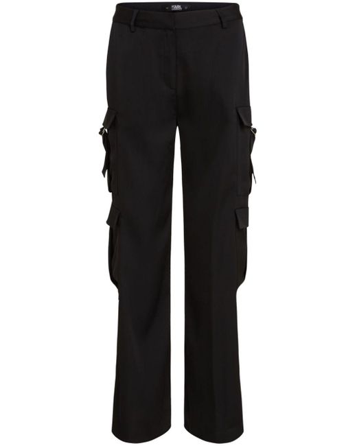 Pantalones cargo con acabado satinado Karl Lagerfeld de color Black