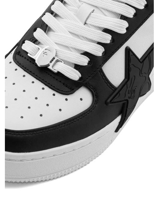 A Bathing Ape White Star-Motif Lace-Up Sneakers for men