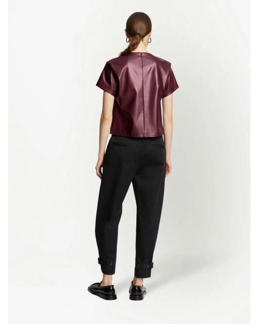 Proenza Schouler Purple Twist-detail Short-sleeved Top