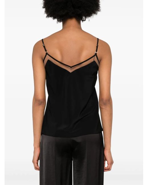 Nissa Black Mesh-Panel Tank Top