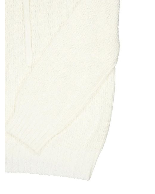 Commas White Ribbed-Hem Hoodie for men