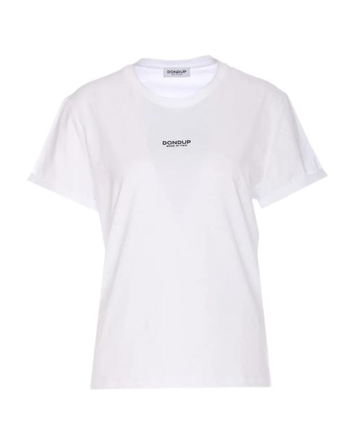 Dondup White Logo-Embellished T-Shirt