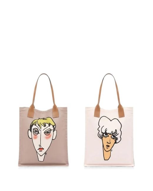 ODEEH Natural Graphic-Print Tote Bag
