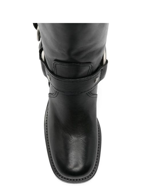 Ash Black Buckle-Strap Boots