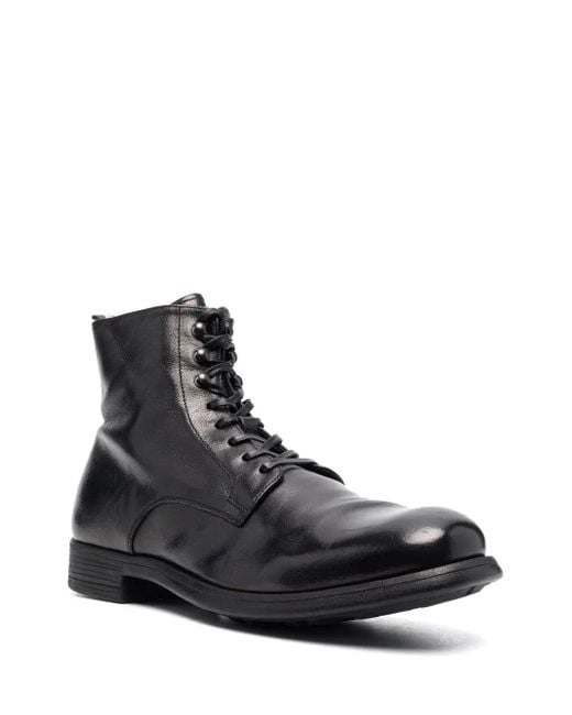 Officine Creative Black Chronic Lace-Up Ankle Boots for men