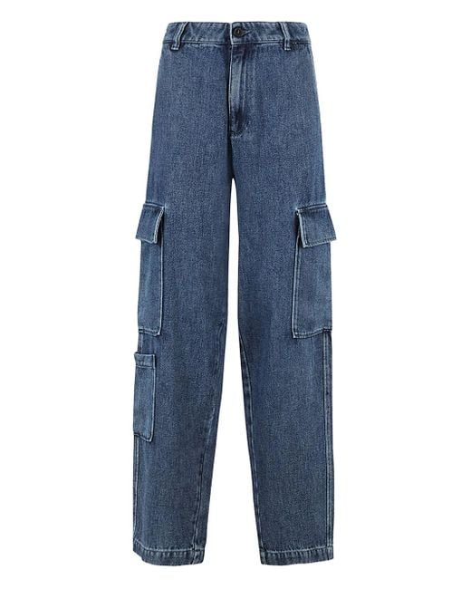 Jeans Cargo di Erika Cavallini Semi Couture in Blue
