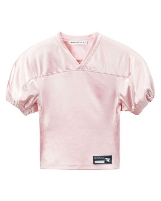 Alexander Wang Pink Logo Satin-Jersey Top