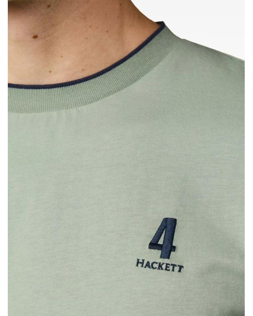 Hackett Green Embroidered Tipped-Collar T-Shirt for men