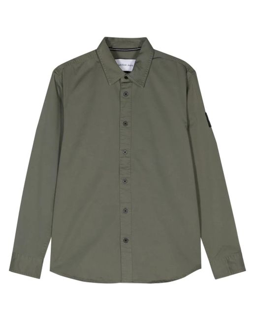 Calvin Klein Green Logo-Patch Cotton Shirt for men