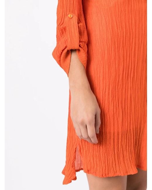 Amir Slama Orange Robe-Chemise À Effet Froissé
