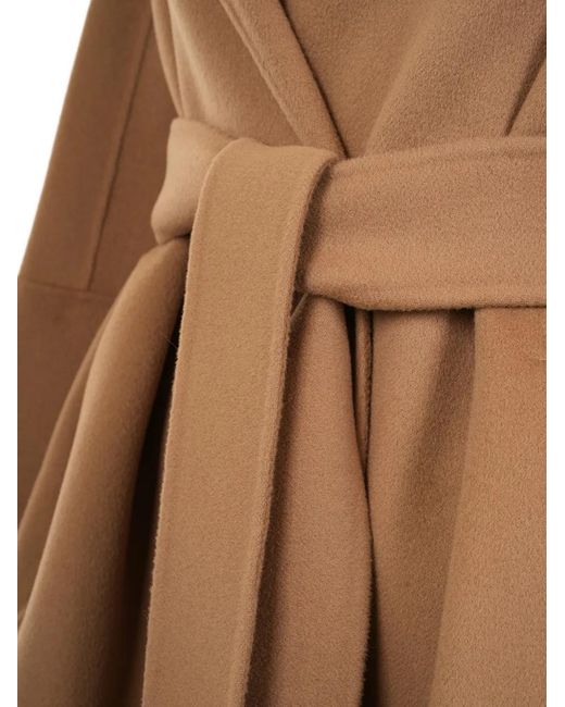 Max Mara Brown Belted Notch-Lapel Coat