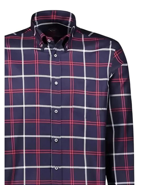 Paul & Shark Blue Check-Pattern Cotton Shirt for men