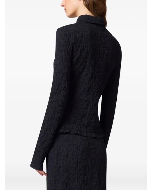 MSGM Blue Hemd Mit Knitteroptik