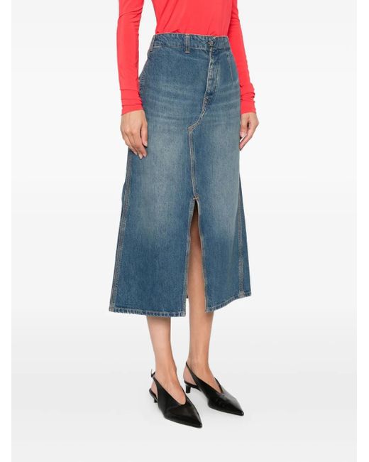 Victoria Beckham Blue Denim A-Line Skirt