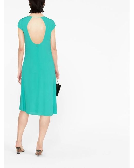 Patrizia Pepe Blue Short-Sleeve Cut-Out Dress