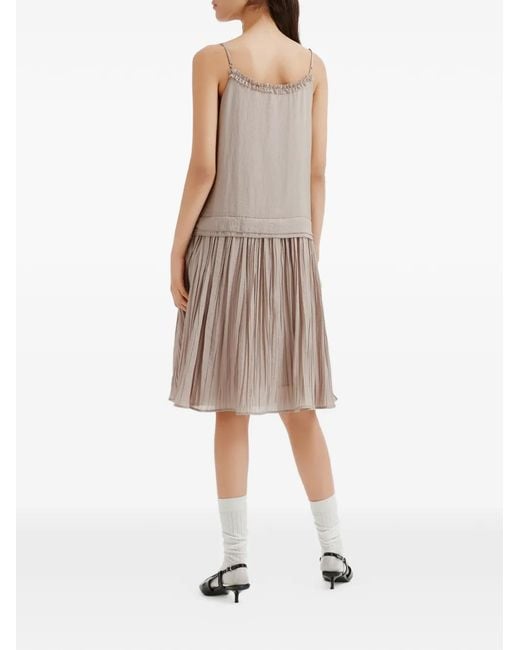 B+ AB Gray Ruffled Pleated Mini Dress