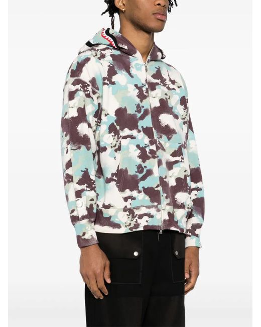 A Bathing Ape White Printed Hoodie for men