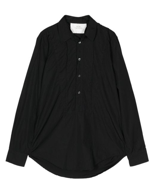 NN07 Pleat-detail Cotton Shirt in het Black voor heren