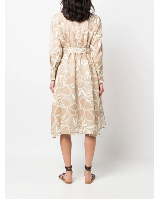 Xacus Natural Graphic-Print Asymmetric Dress