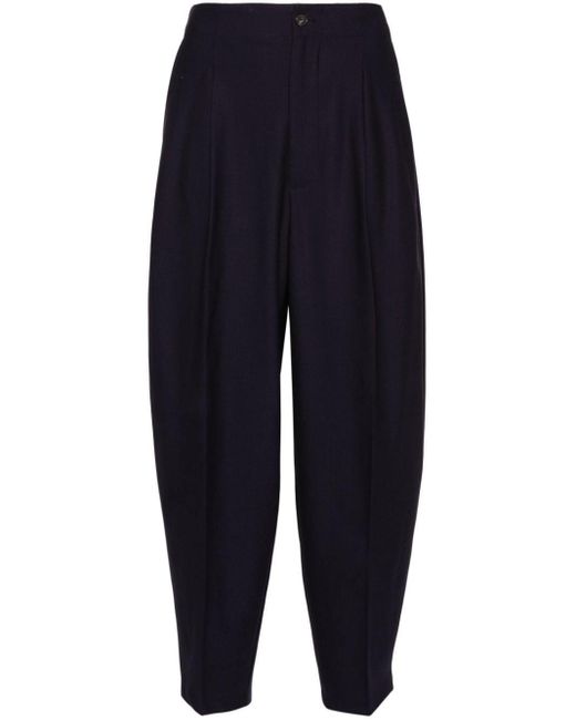 Polo Ralph Lauren Blue Wool-blend Cropped Trousers
