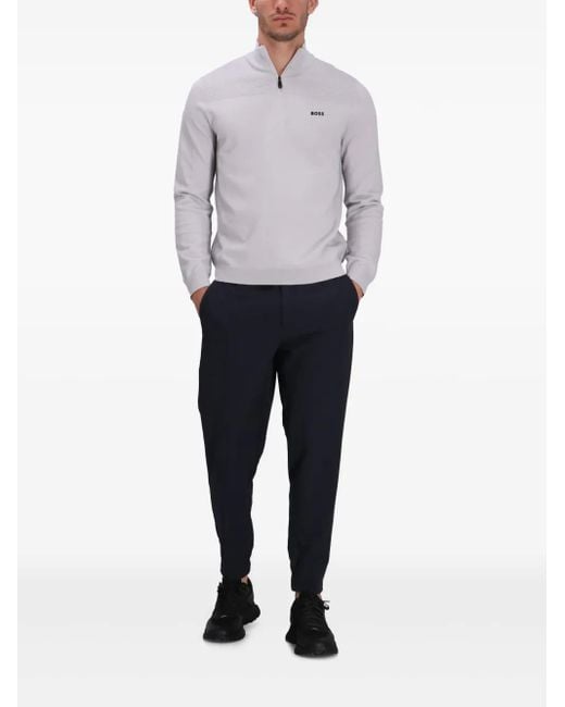 Boss Blue Logo-Embroidered Track Pants for men