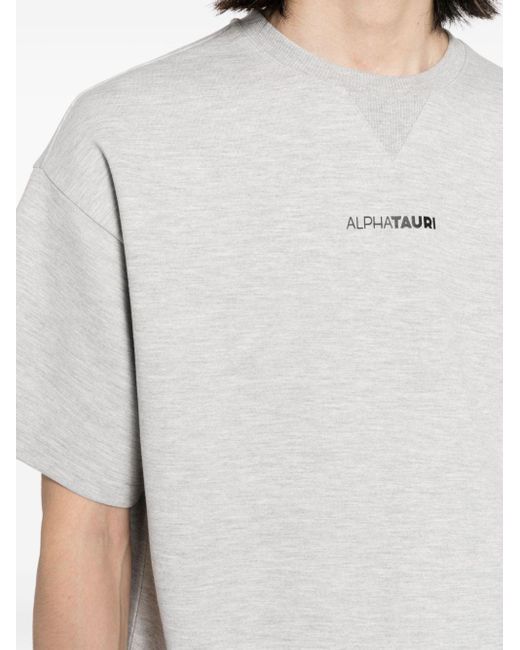 Alpha Tauri White Logo-print Short-sleeve T-shirt for men