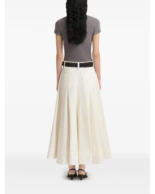 Marni White Denim Flared Midi Skirt