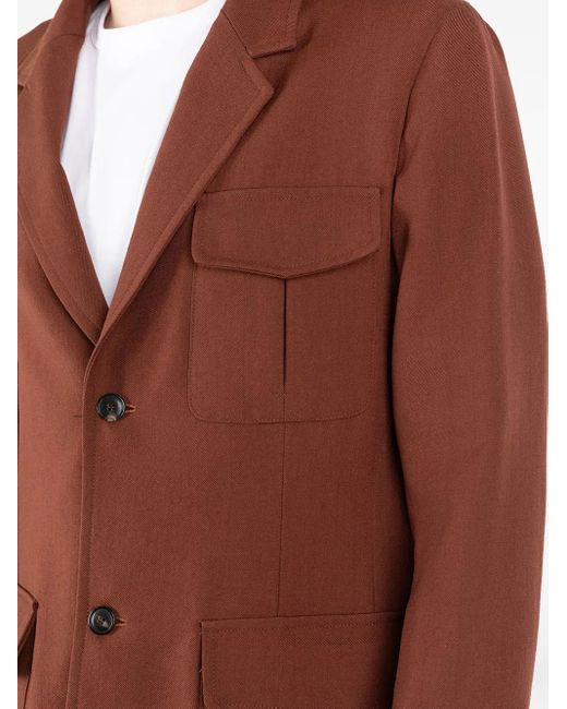 Societe Anonyme Brown Buttoned Patch-Pocket Jacket for men