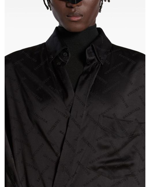 Balenciaga Black Logo-jacquard Wrap Dress
