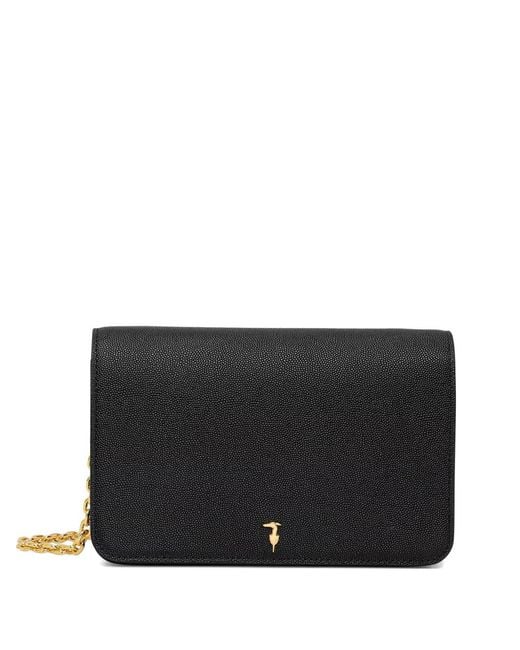 Trussardi Black Grainy Chain-Link Crossbody Bag