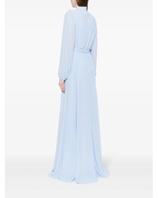 Saiid Kobeisy Blue Floral-Embroidered Kaftan Dress