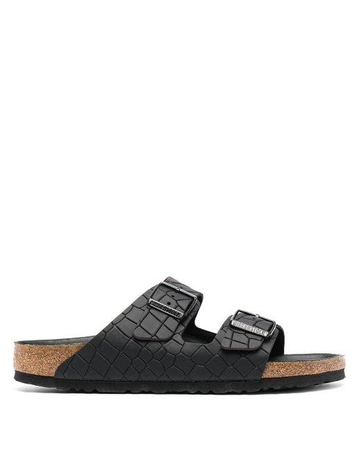 Birkenstock Black Nevada Croc-effect Sandals