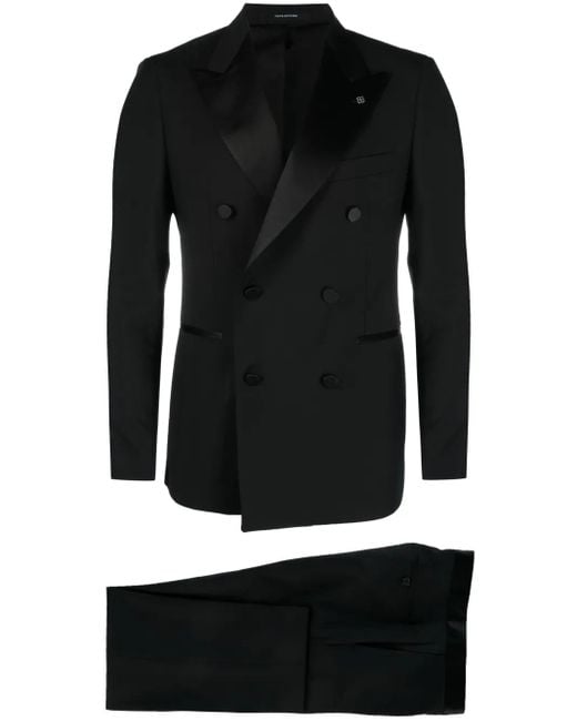 Tagliatore Black Double-Breasted Tuxedo for men