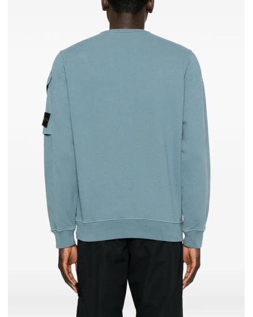 Stone Island Blue 6100015 Brushed Organic Cotton Fleece Sweatshirt for men