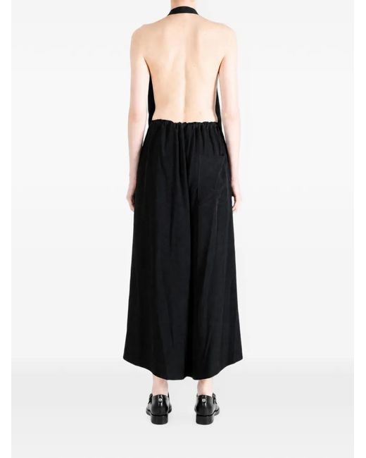 Y's Yohji Yamamoto Black Asymmetric Draped Midi Dress