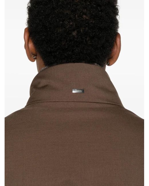 メンズ Herno ジップアップ エコファージャケット Brown