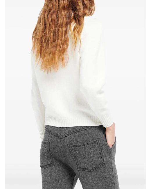 Barrie White Ribbon-Detail Wool Sweater