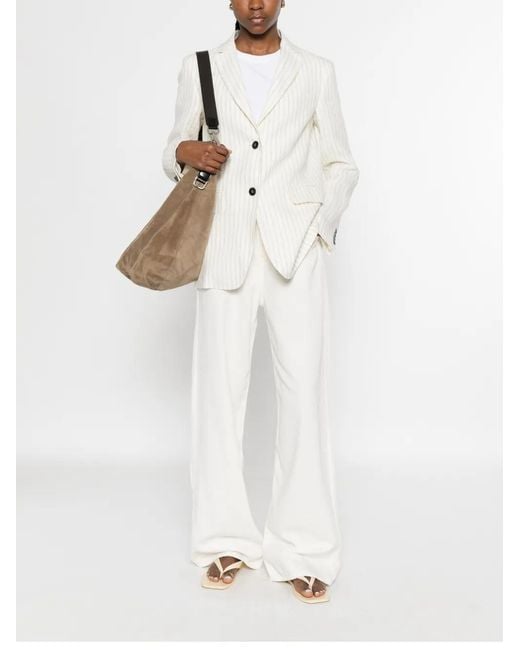Max Mara White Linen Single-Breasted Jacket