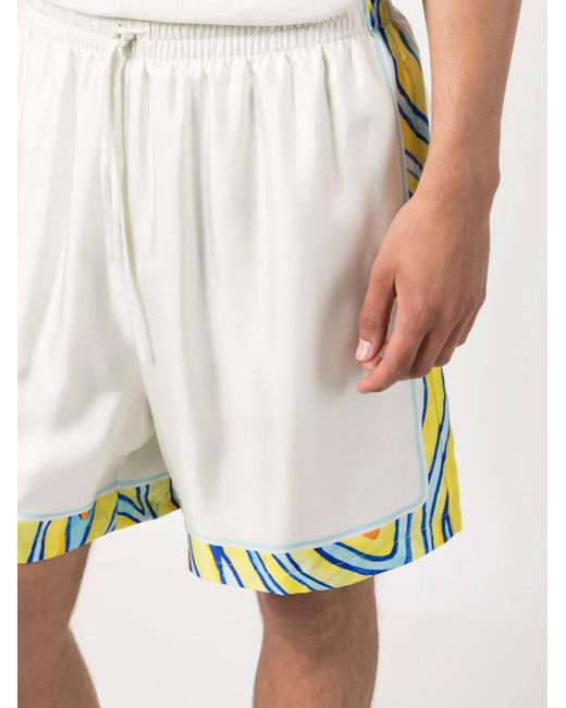 Casablanca White Tennis Club Icon Silk Shorts for men