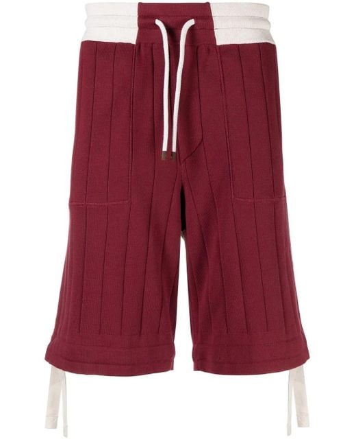 Brunello Cucinelli Gebreide Bermuda Shorts in het Red voor heren