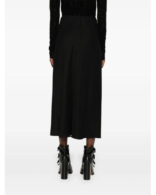 A.M.G Black Ruched-Detailed Midi Skirt