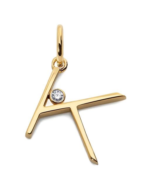 Monica Vinader Metallic Solitaire Diamond Initial Pendant