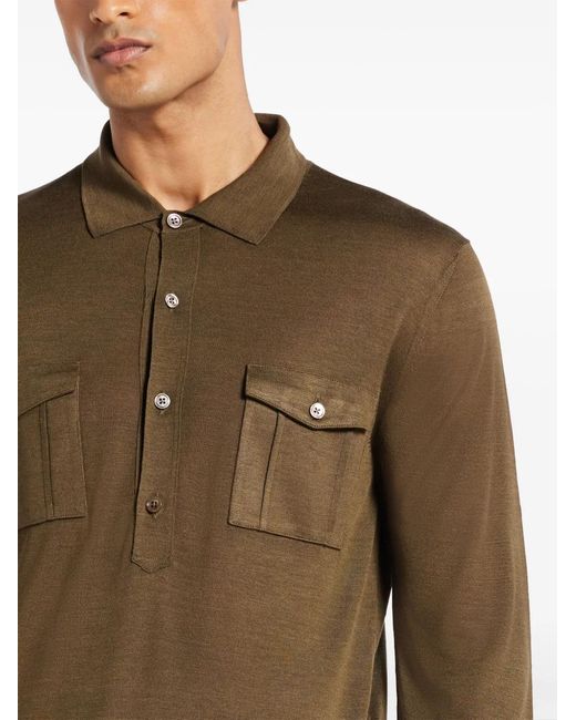 Tom Ford Green Fine-Knit Polo Shirt for men