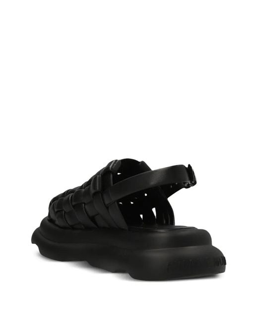 A.W.A.K.E. MODE Black Mode Leather Sandals