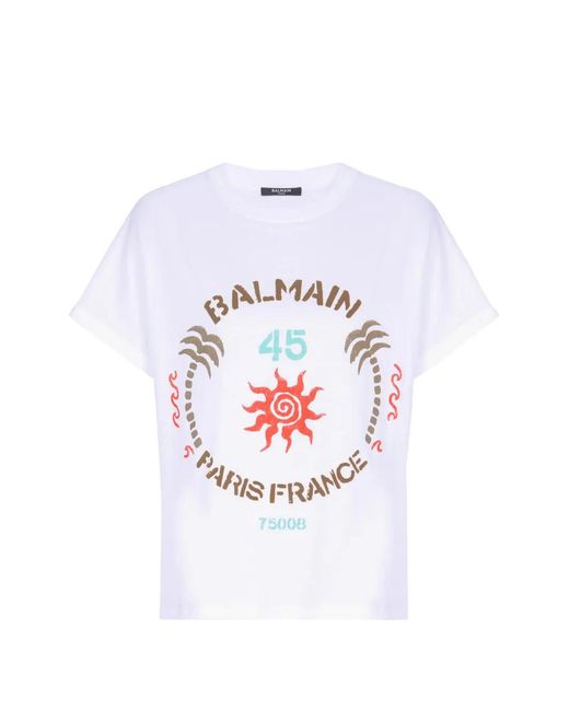 Balmain White Printed T-Shirt