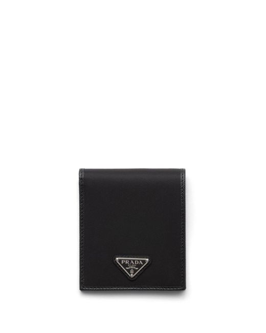Prada Black Re-nylon And Saffiano Bi-fold Wallet for men