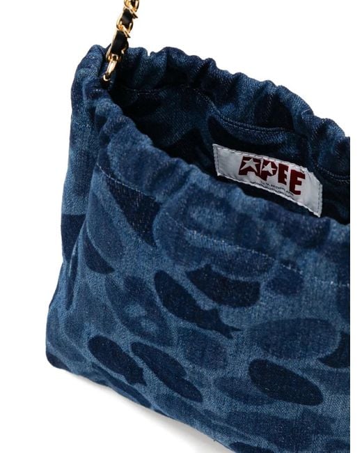 AAPE BY A BATHING AP Blue Camouflage-Print Shoulder Bag